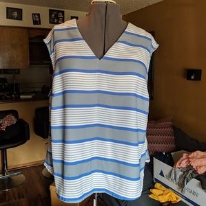 Blue Striped Sleeveless Top